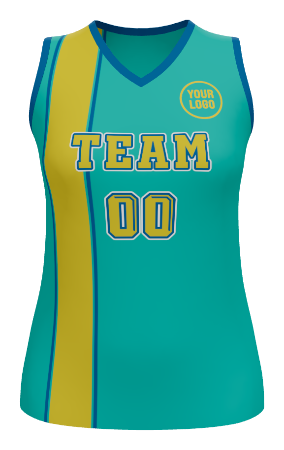 Womens Halfcourt V-Neck Basketball Jersey, design 06
